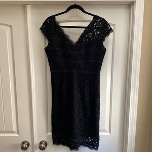 Beautiful, Adrianna Papell knee length black lace cocktail dress